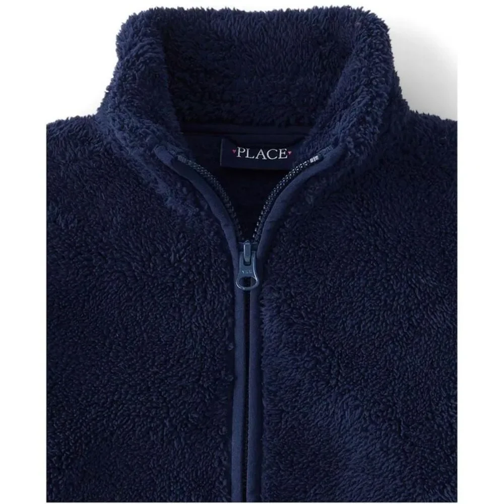 The Children's Place Girls Long Sleeve Heavyweight Zip Up Jacket Blue L (10/12)